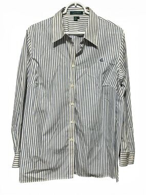 Lauren Ralph Lauren Blue Striped Button-Down Shirt – Size 1X – Like New